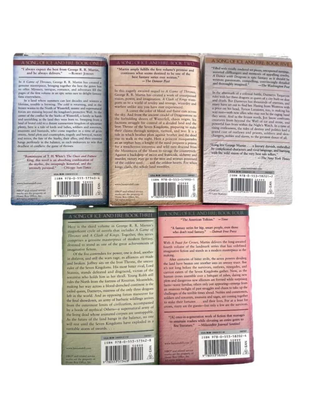 A Song Of Ice And Fire Complete MM Paperback Book Set 1-5 Game of Thrones Lot